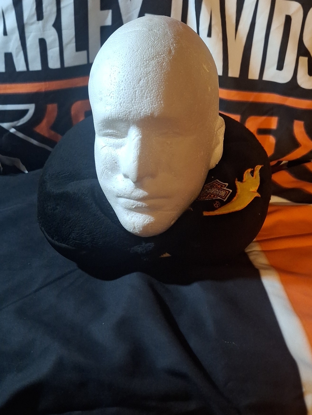 Harley-Davidson Black Neck Pillow with Orange Flame Patch